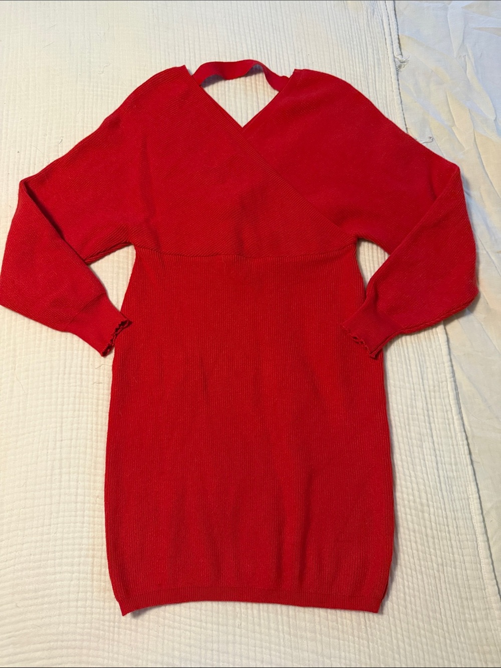 Francesca's Collections Red V-Neck Sweater Dress
